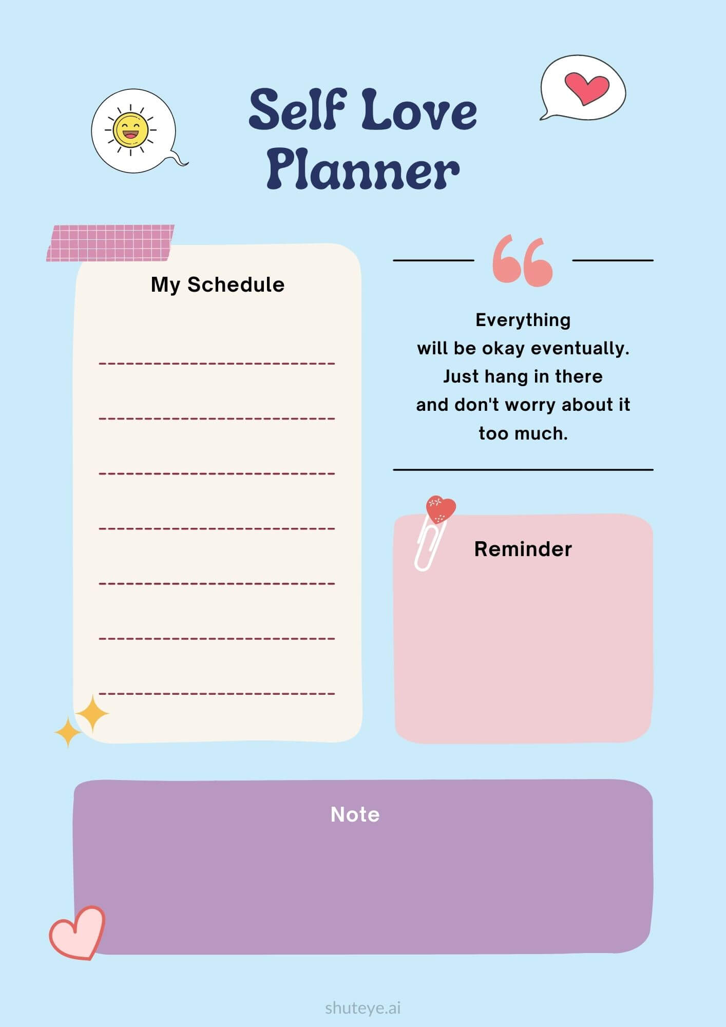 Free Printable Self Care Planner Templates For A Better You Shuteye