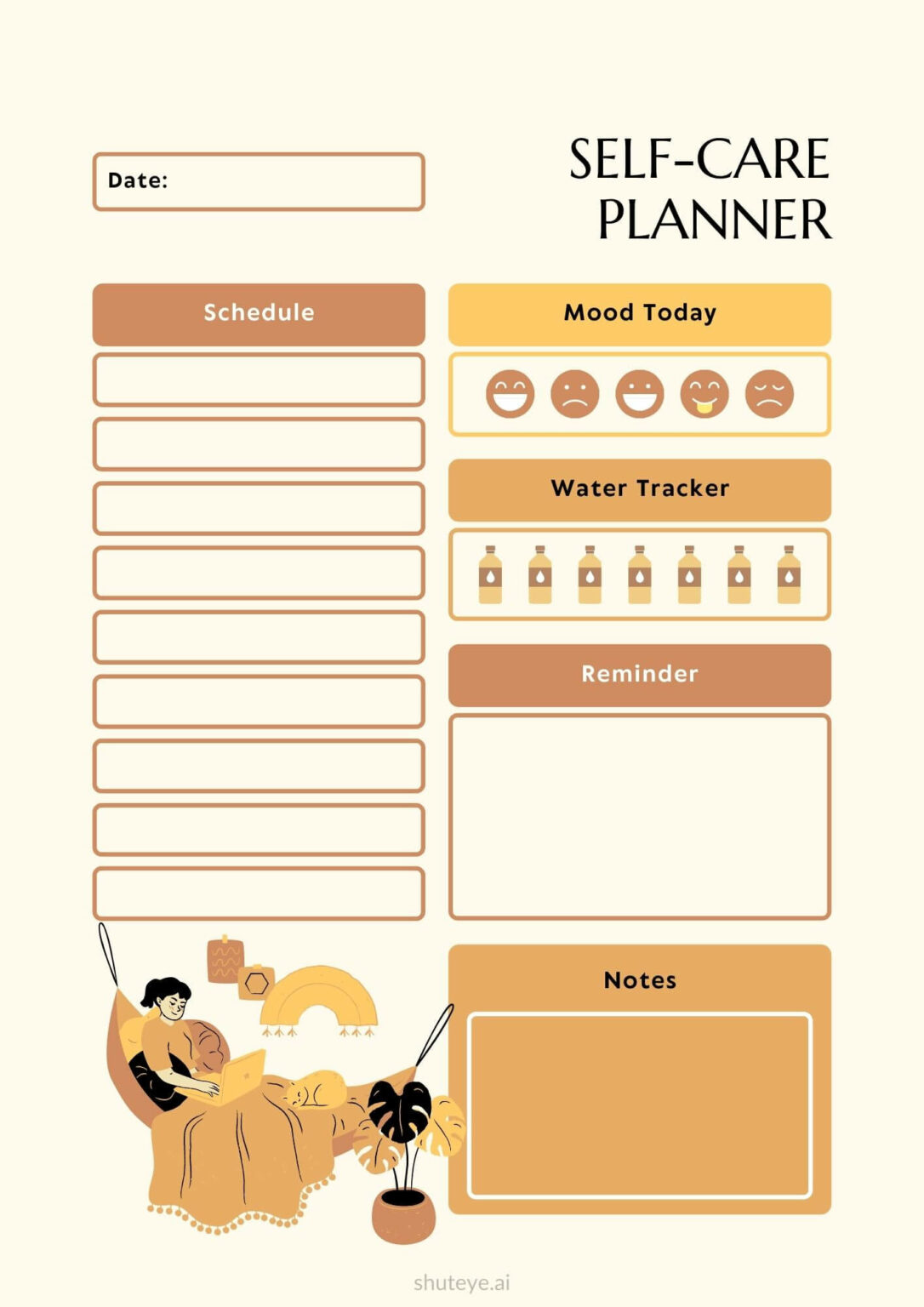 Free Printable Self Care Planner Templates For A Better You Shuteye