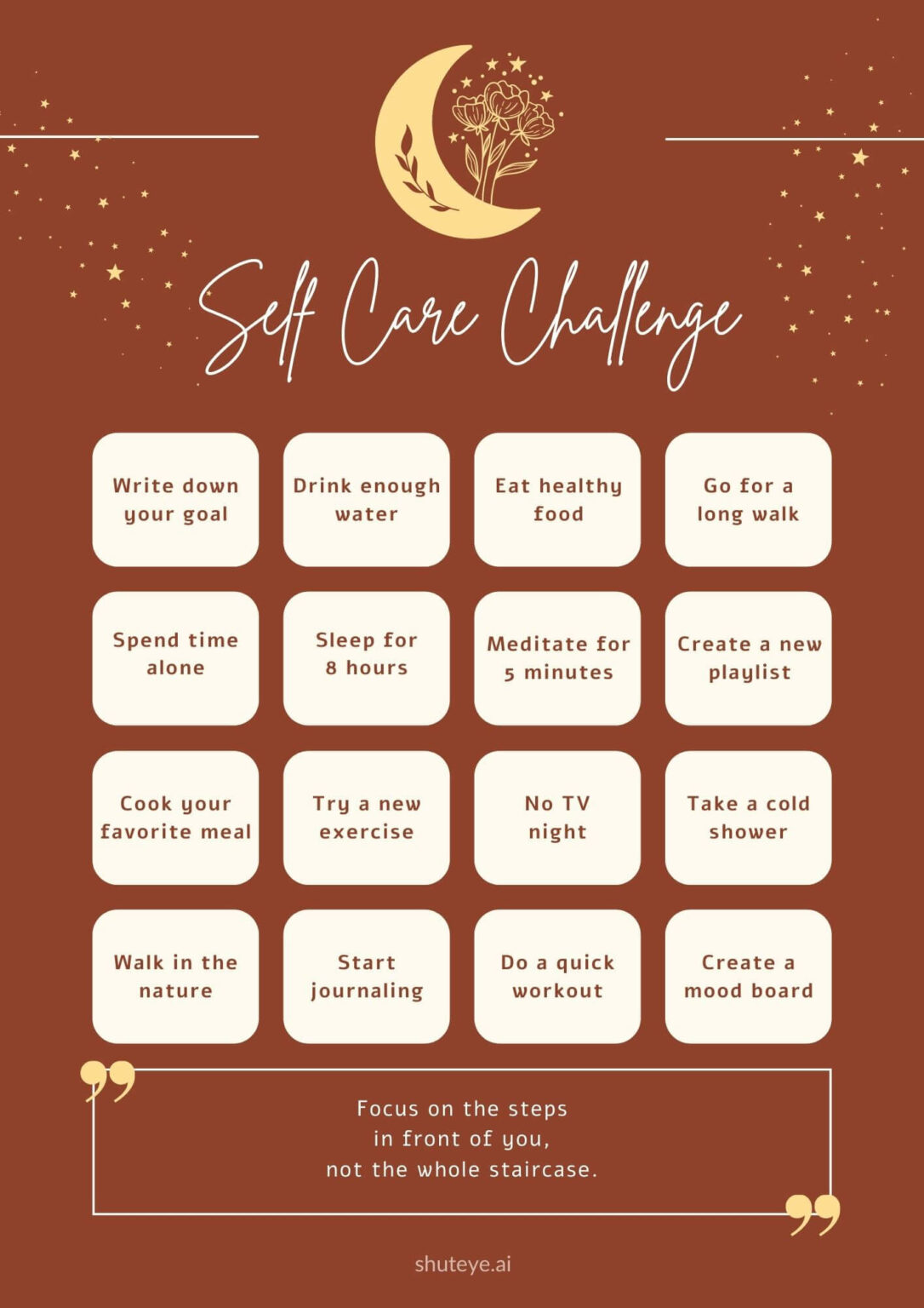 Day Self Care Challenge Printables And Ideas Shuteye