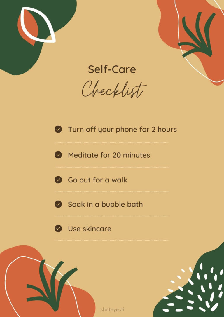 Printable Self Care Checklist To Take Care Of Your Daily Needs Shuteye