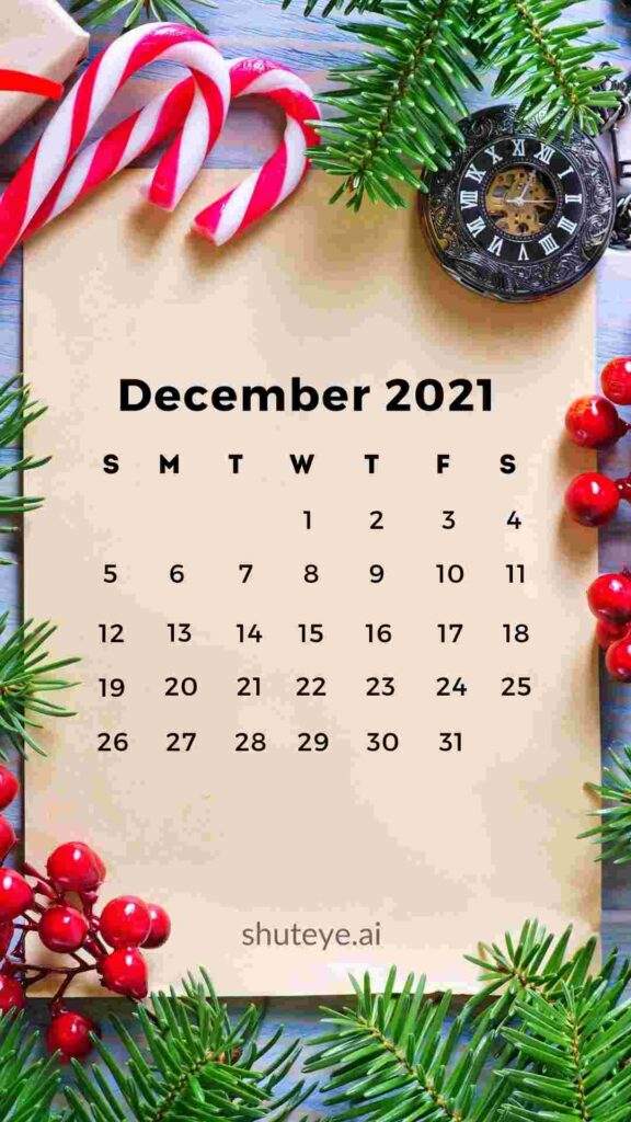 ShutEye Free Printable December Calendars 2021