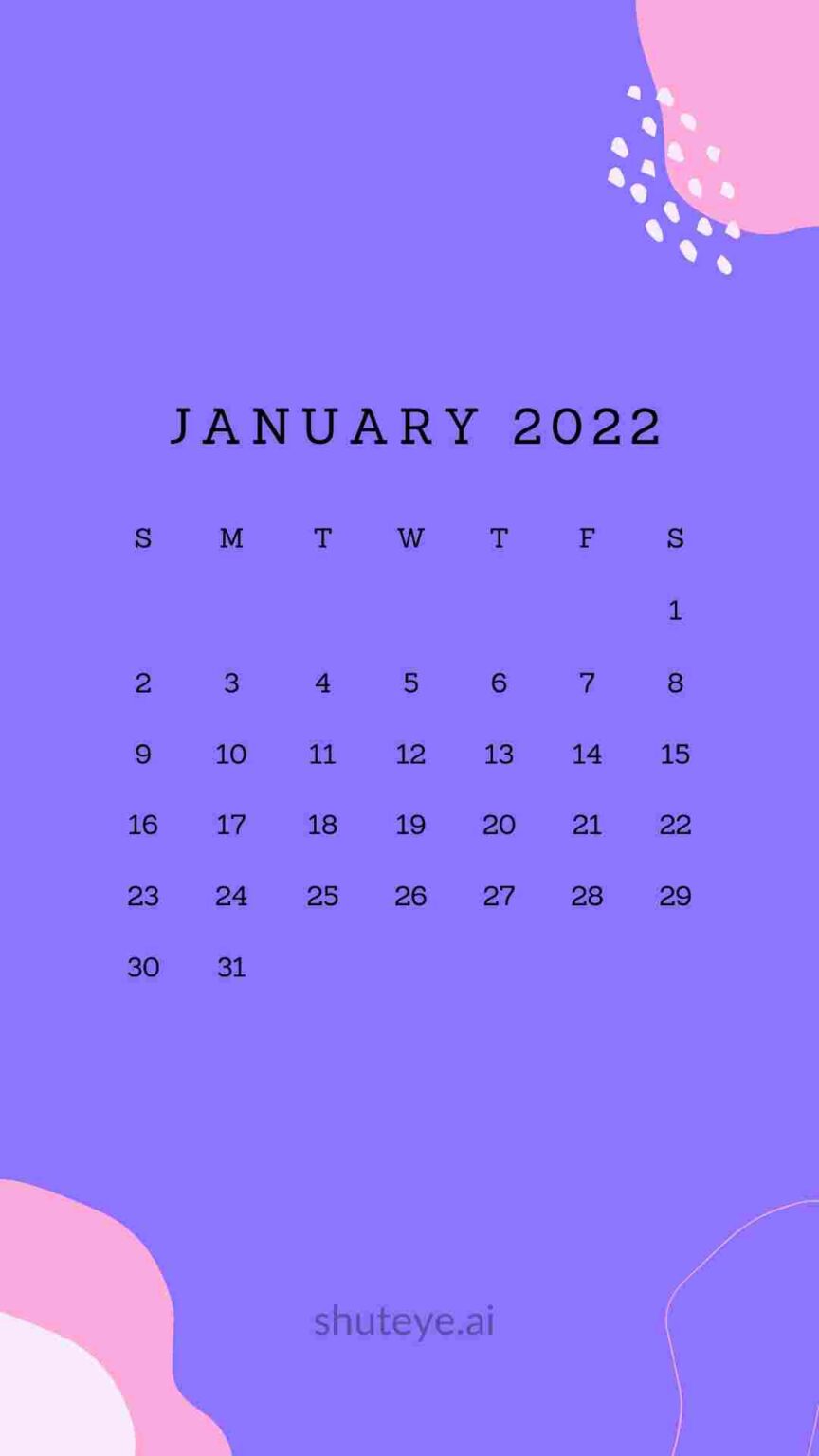 Printable January Calendar 2022 