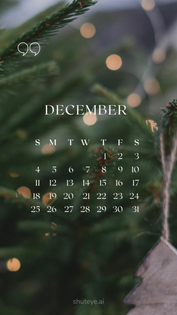 ShutEye Printable December Calendar 2022 22