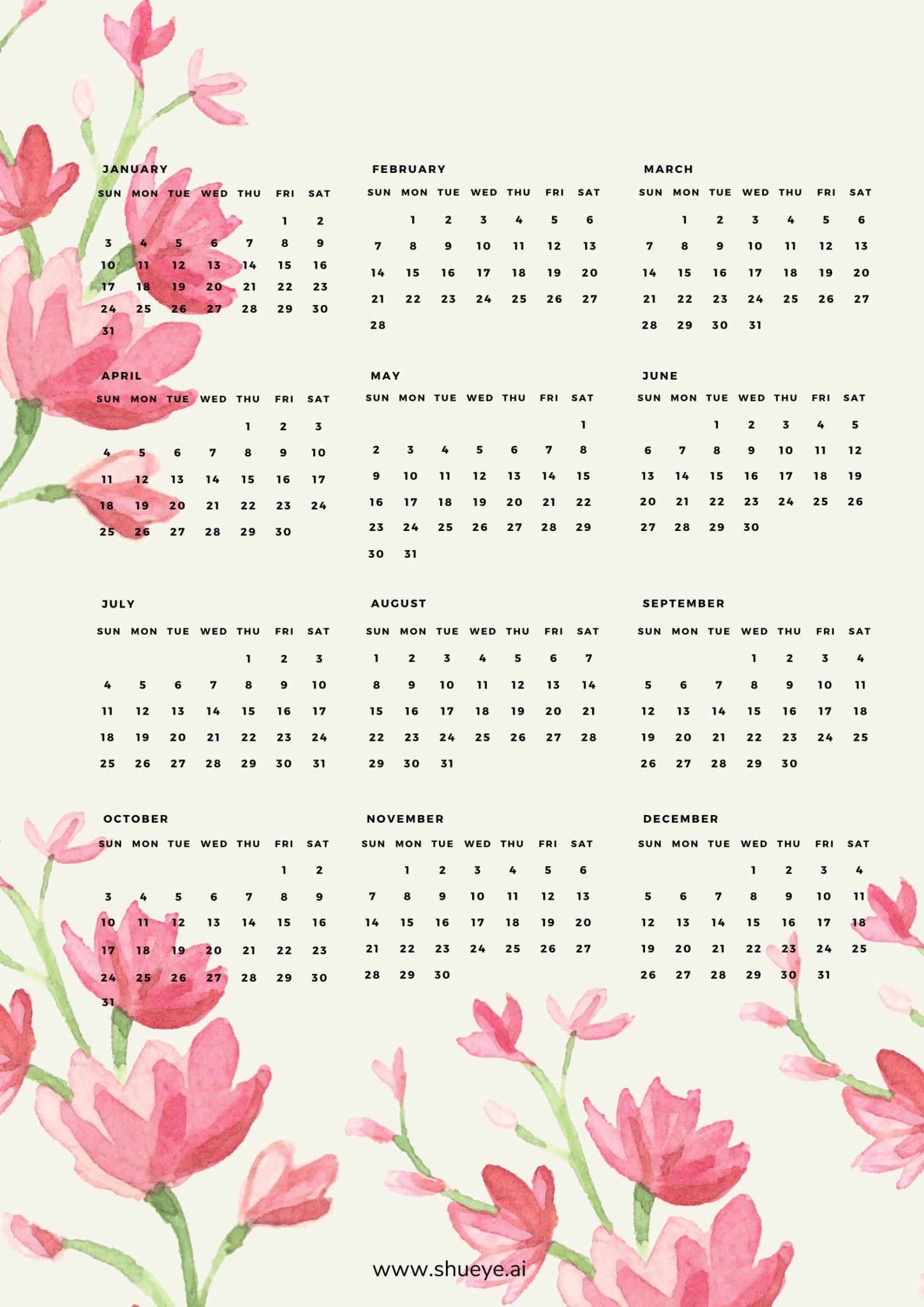 Printable Monthly Calendar Free | Calendar for 2021 - ShutEye