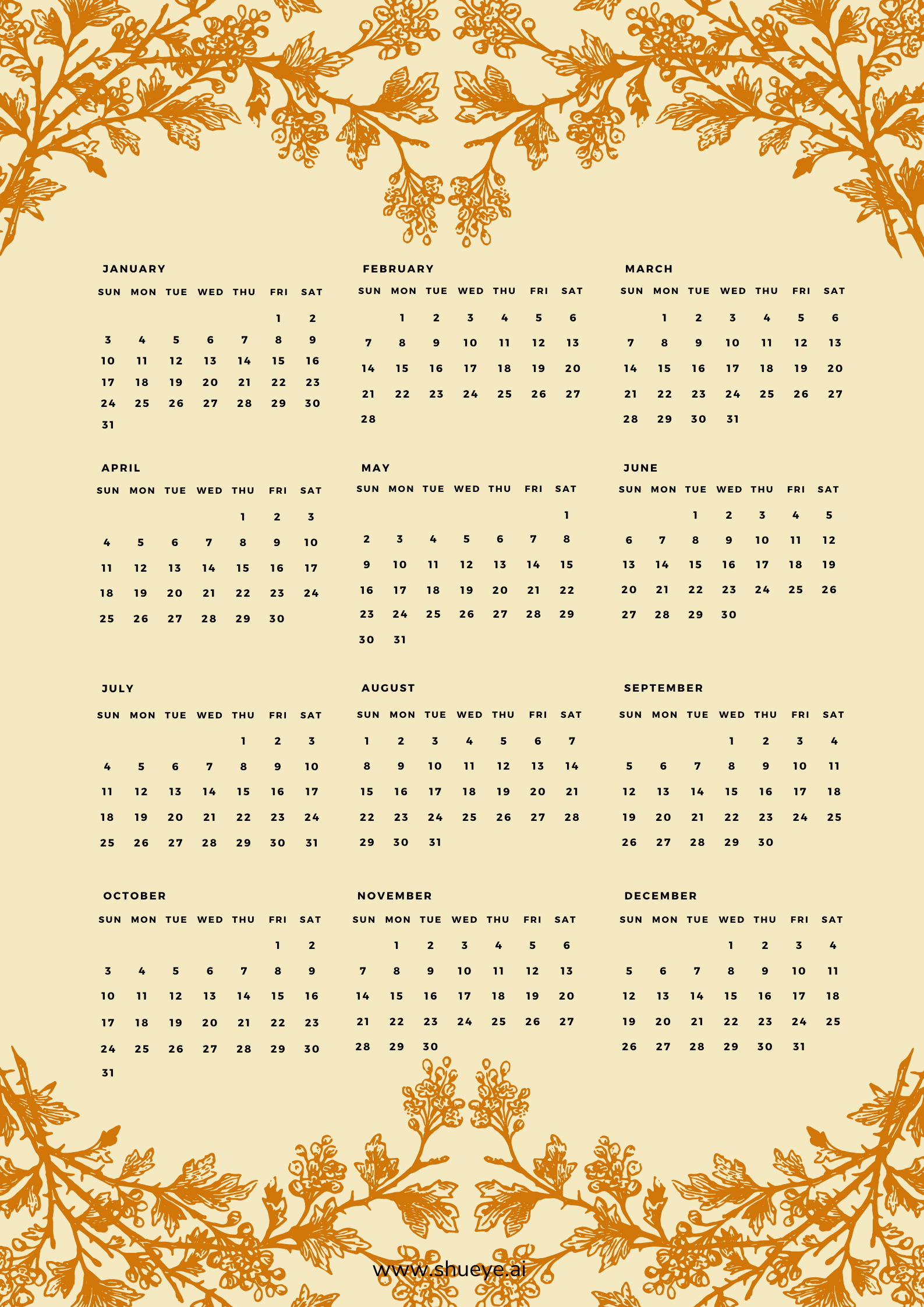 Printable Monthly Calendar Free | Calendar for 2021 - ShutEye