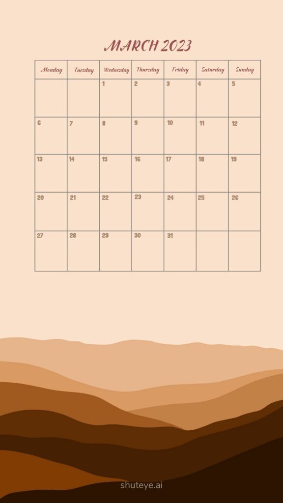 Free Printable March Calendar 2023