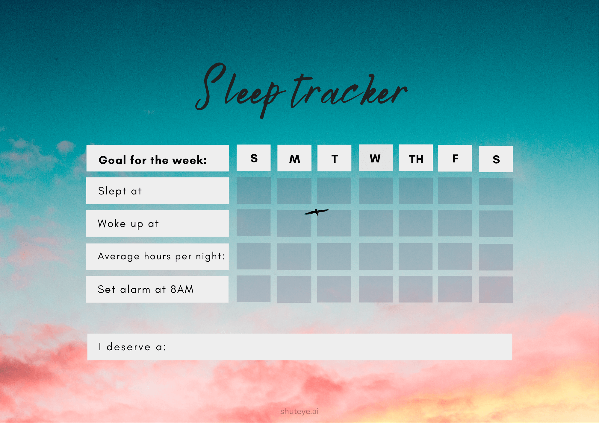 Free Printable Sleep Tracker Track Your Sleep Every Day ShutEye