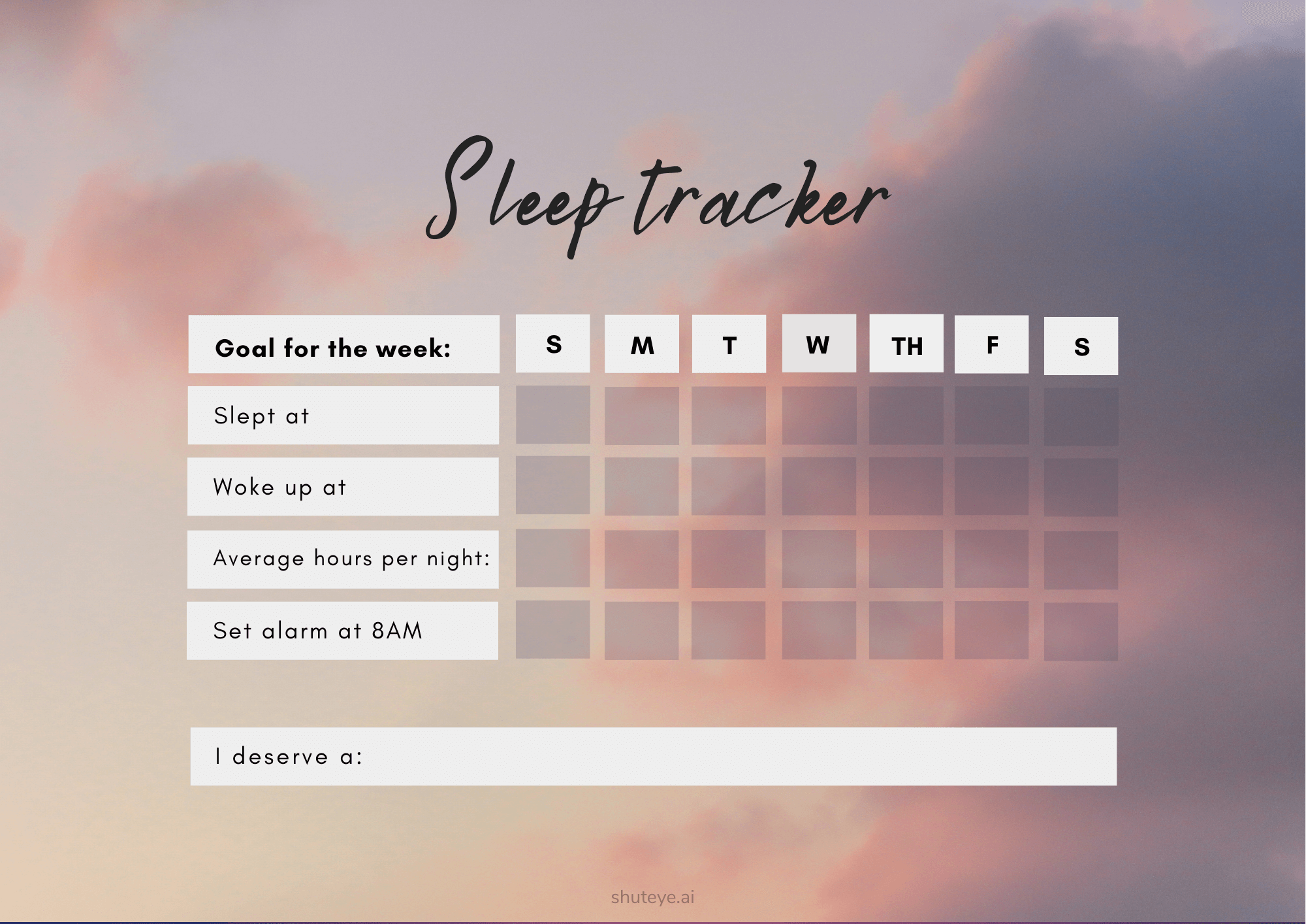 sleep tracker printable free
