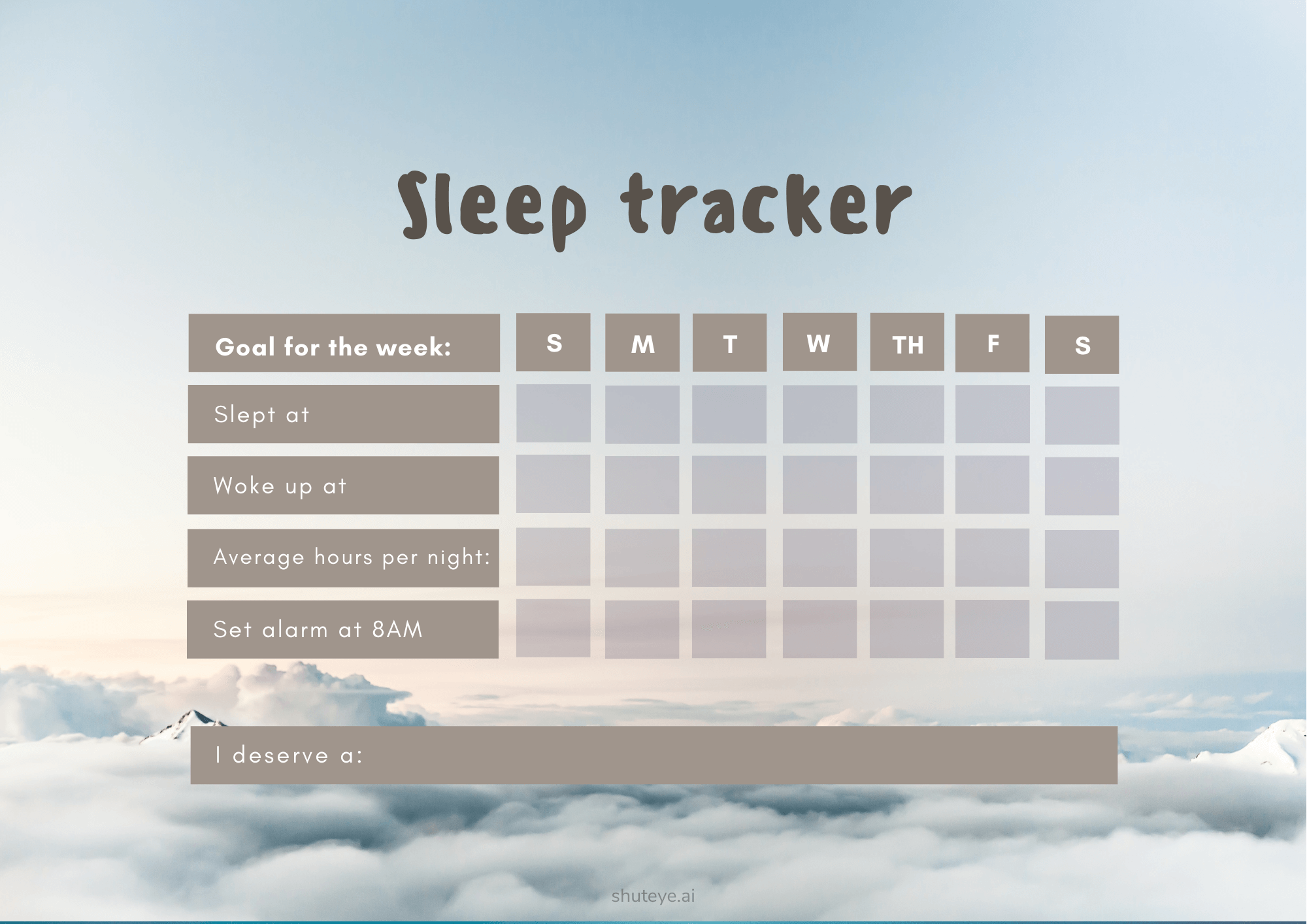 free printable sleep tracker