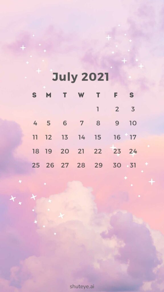 free printable July calendar