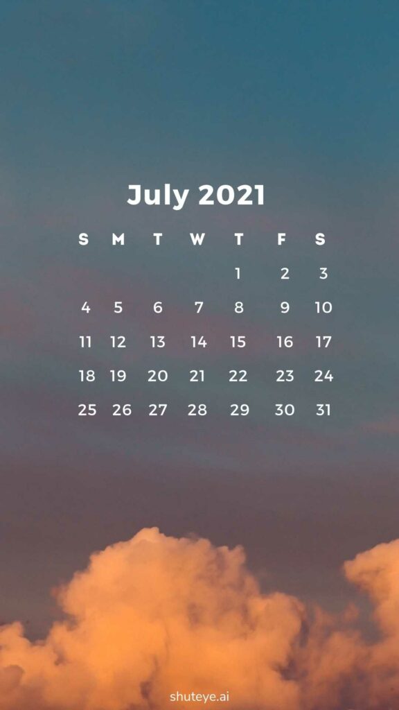 free printable July calendar