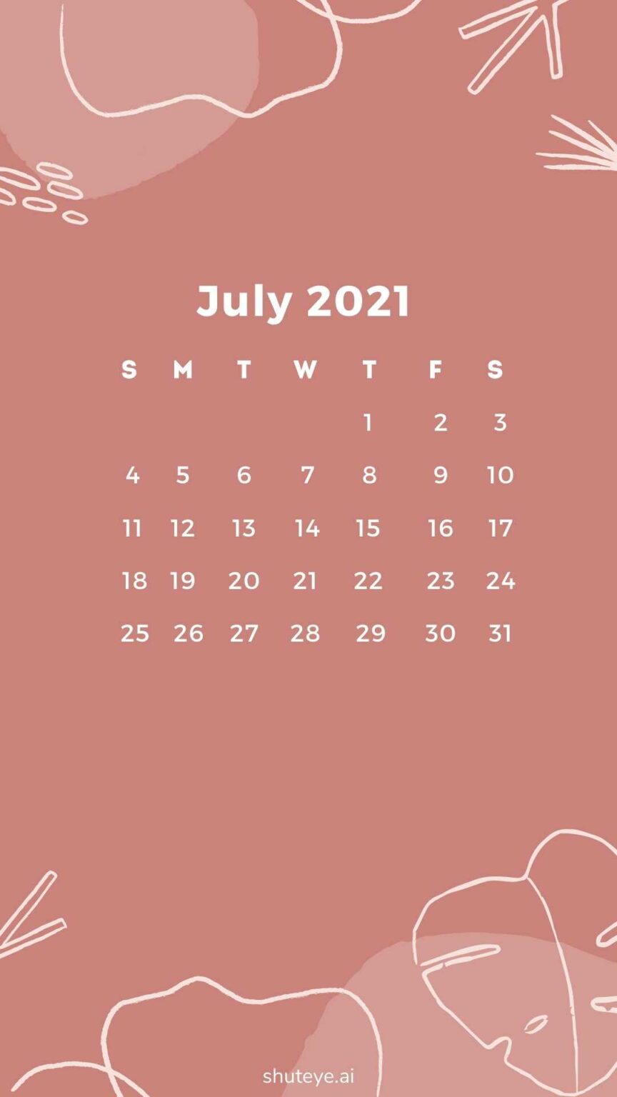 Printable July Calendar 2021 | Free Printable Calendars - ShutEye