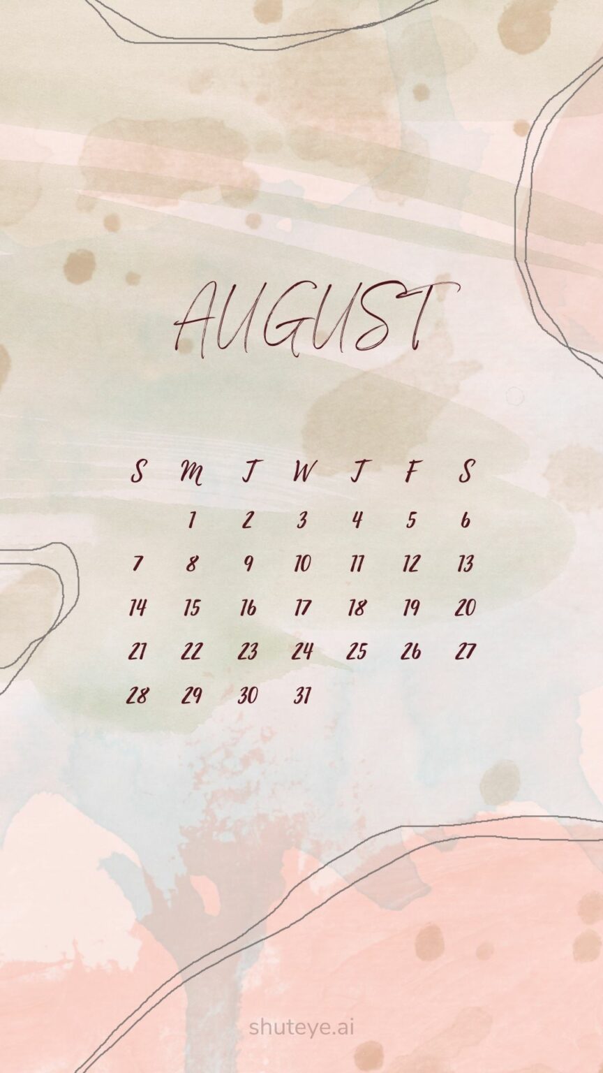 Printable August Calendar 2023 | Free Printable Calendars - ShutEye