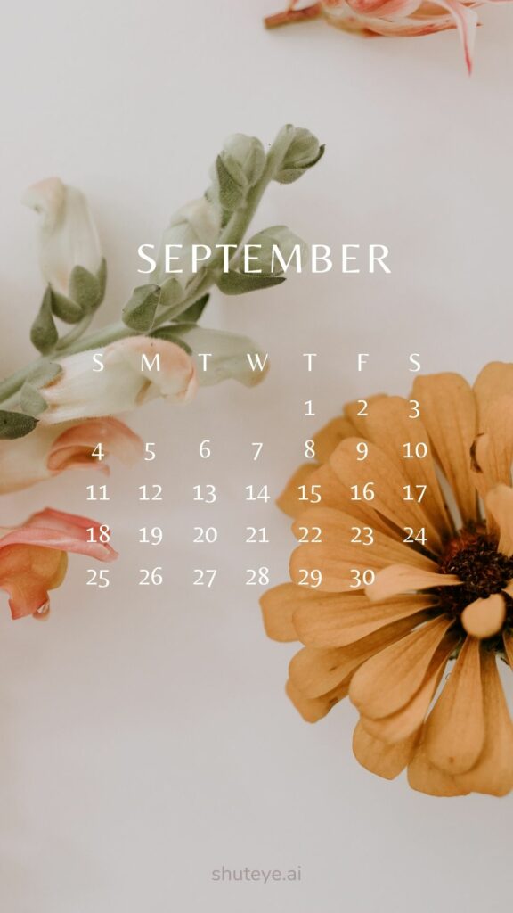 ShutEye Printable September Calendar 2022