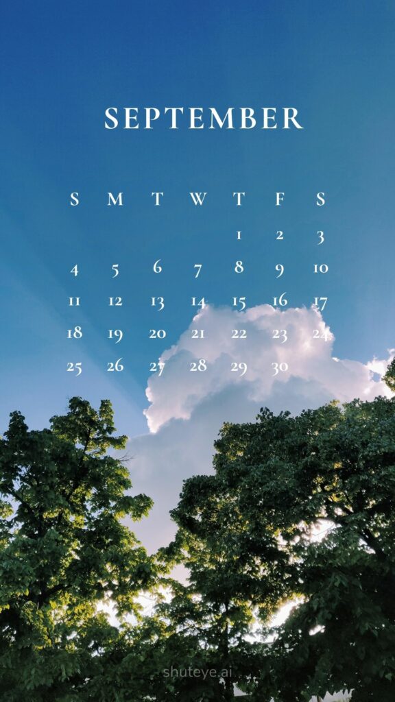 ShutEye Printable September Calendar 2022