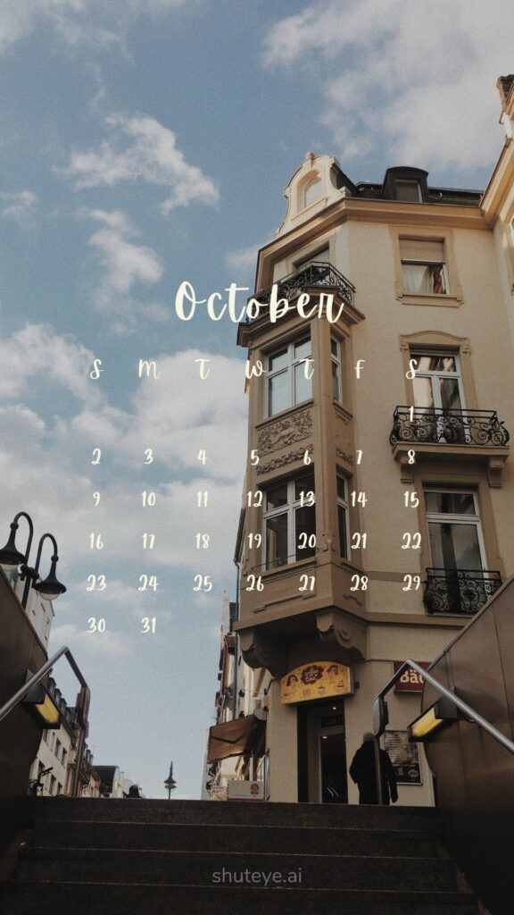 ShutEye Printable October Calendar 2022