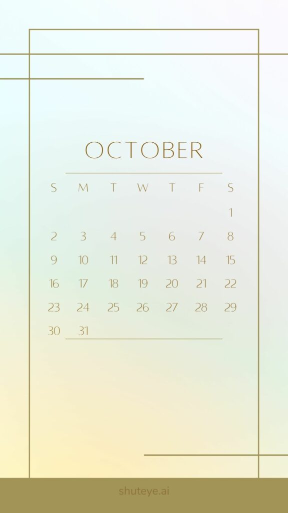 ShutEye Printable October Calendar 2022