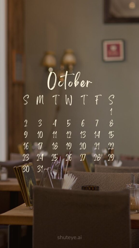 ShutEye Printable October Calendar 2022