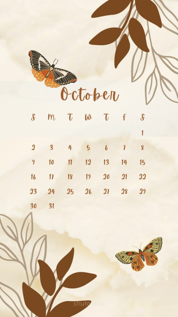 ShutEye Printable October Calendar 2022