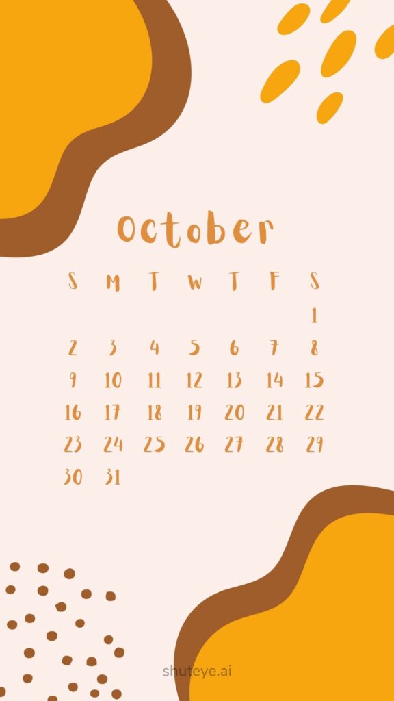 ShutEye Printable October Calendar 2022