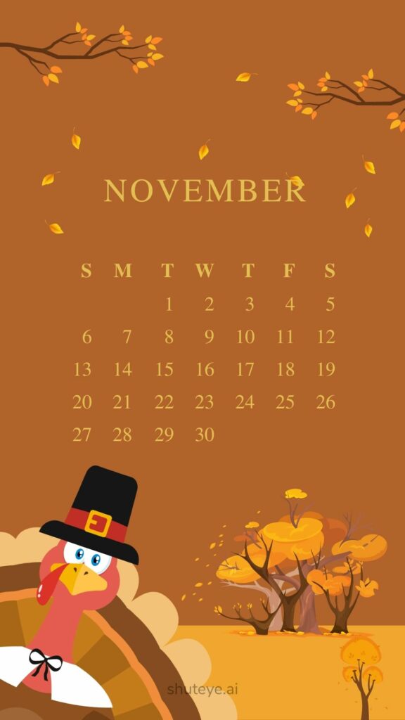 ShutEye Printable November Calendar 2022