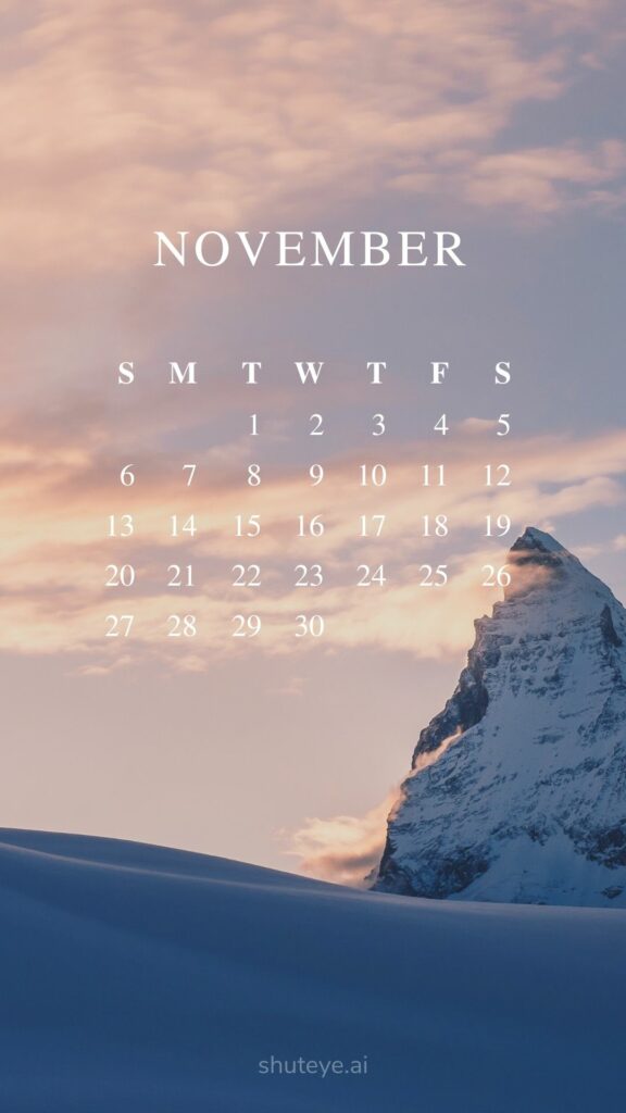 ShutEye Printable November Calendar 2022