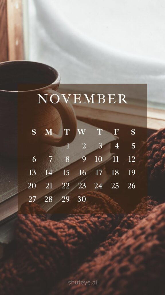 ShutEye Printable November Calendar 2022