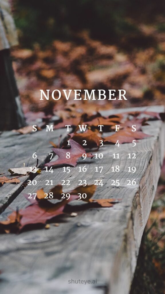 ShutEye Printable November Calendar 2022