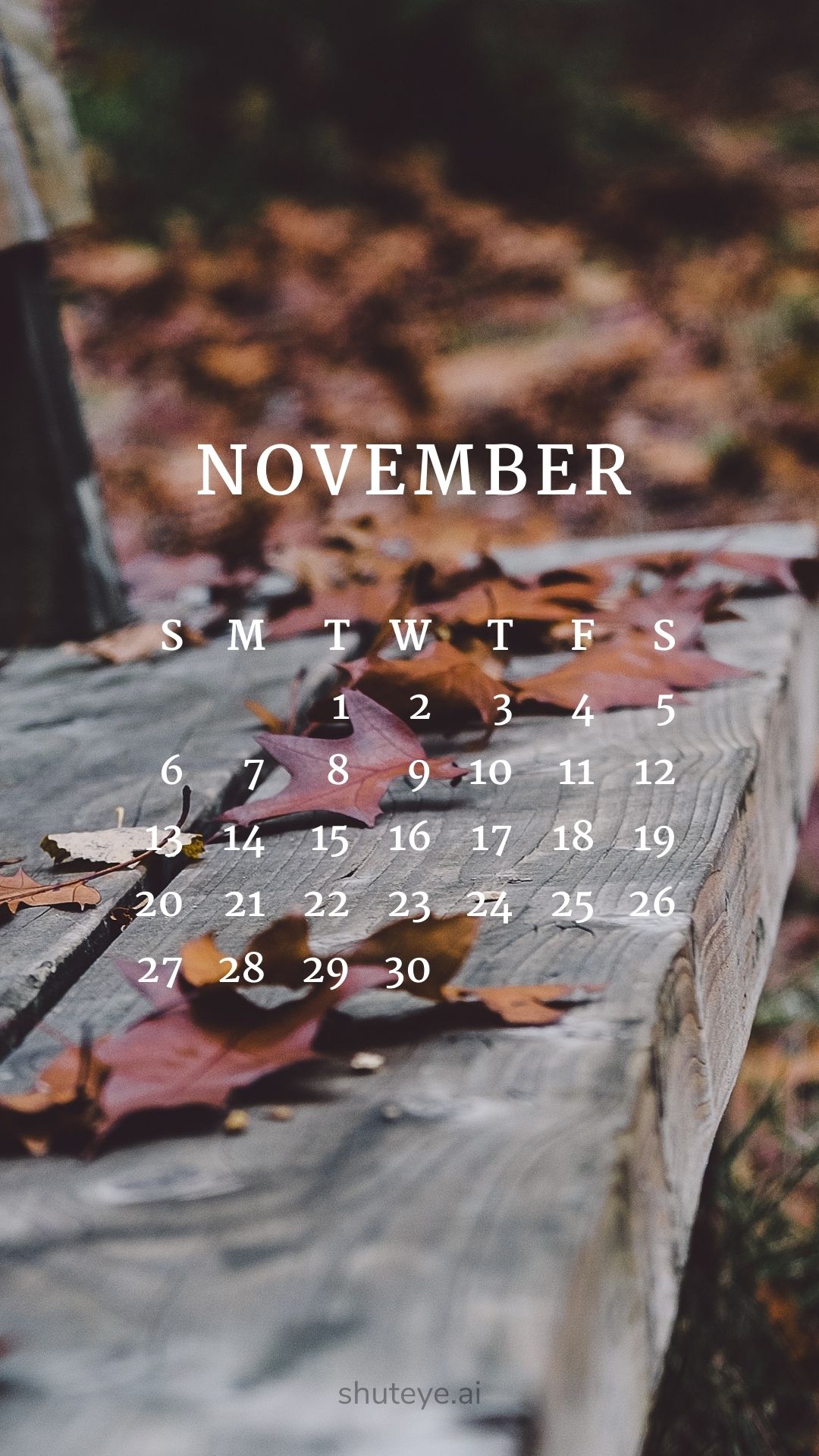 100+ Printable November Calendar Ideas | Free Calendars 2024 - ShutEye