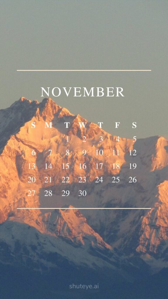 ShutEye Printable November Calendar 2022