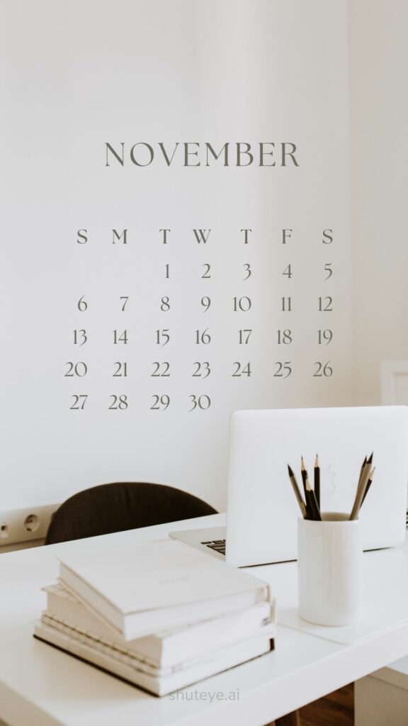 ShutEye Printable November Calendar 2022