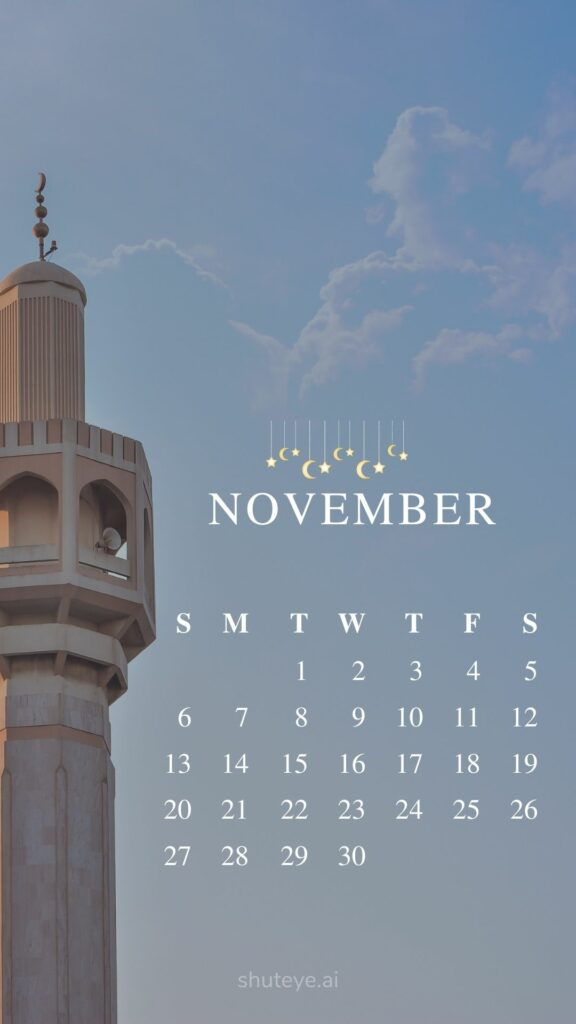 ShutEye Printable November Calendar 2022