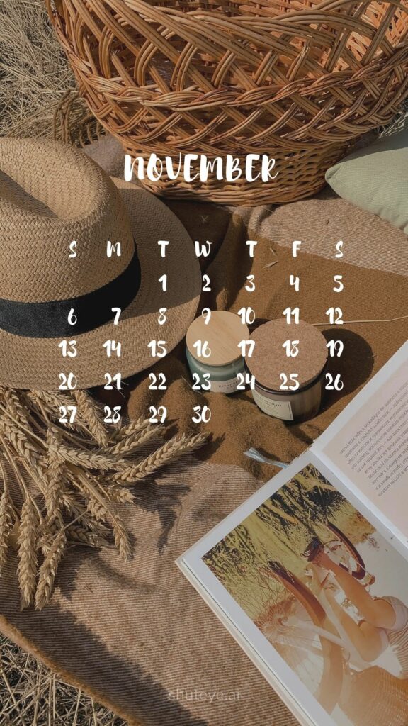 ShutEye Printable November Calendar 2022