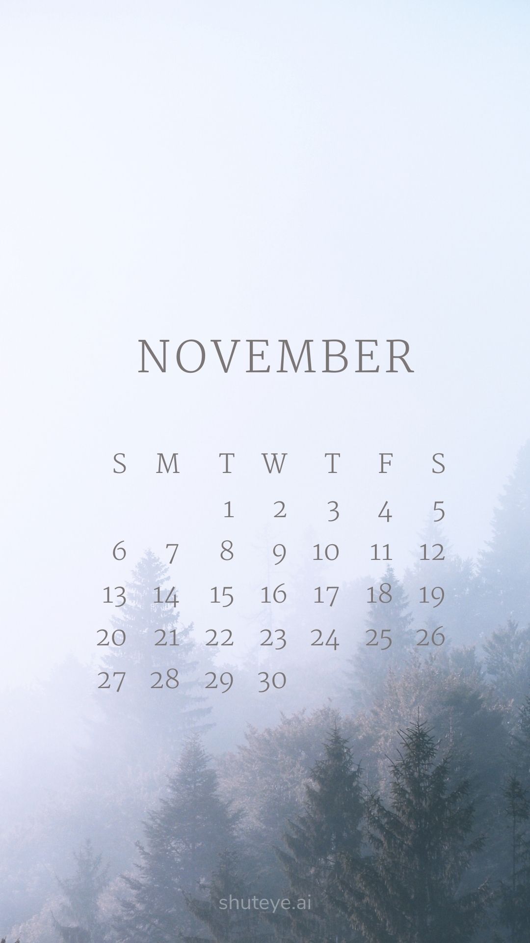 100+ Printable November Calendar Ideas | Free Calendars 2024 - ShutEye