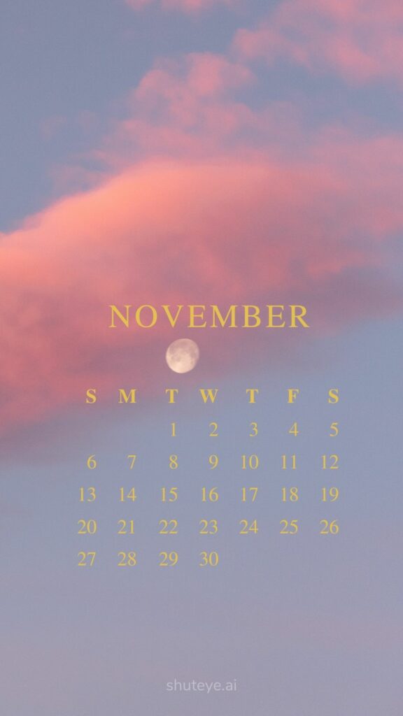 ShutEye Printable November Calendar 2022