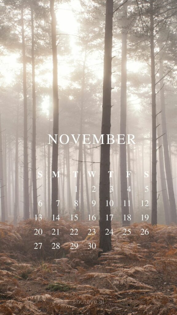 ShutEye Printable November Calendar 2022