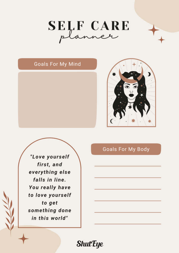 self care planner shuteye