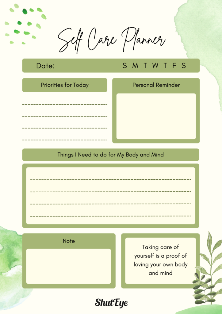 planner templates shuteye