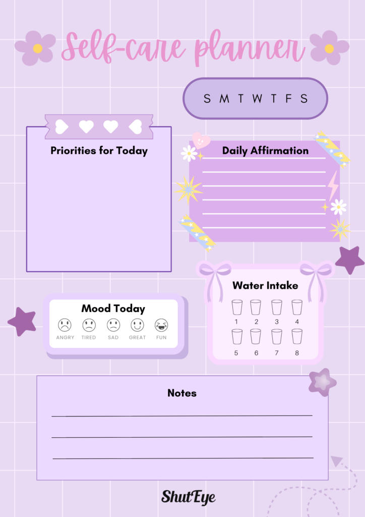 self care planner shuteye