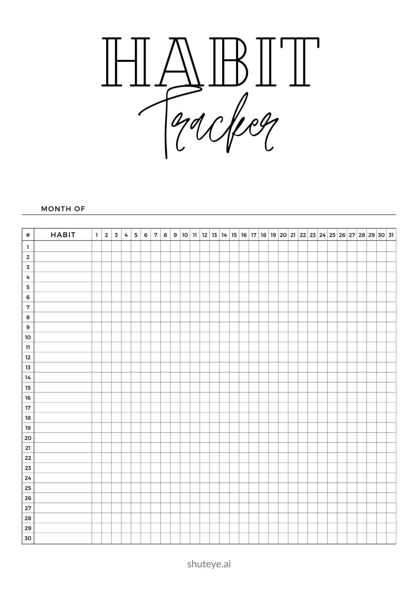 21 Free Printable Habit Tracker Bullet Journal Ideas ShutEye