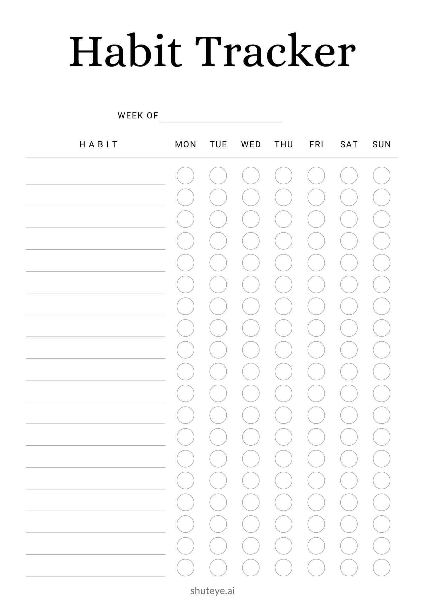 21 Free Printable Habit Tracker Bullet Journal Ideas - ShutEye