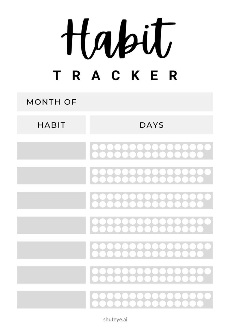 21 Free Printable Habit Tracker Bullet Journal Ideas - ShutEye