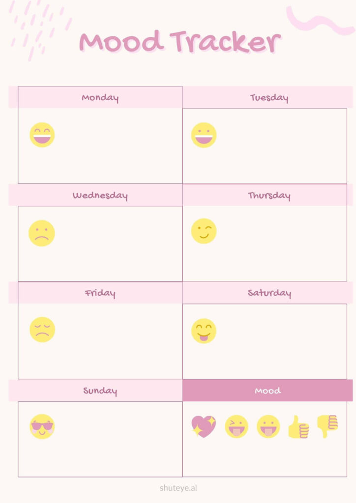 ShutEye Free Printable Mood Tracker Bullet Journal Templates and Ideas