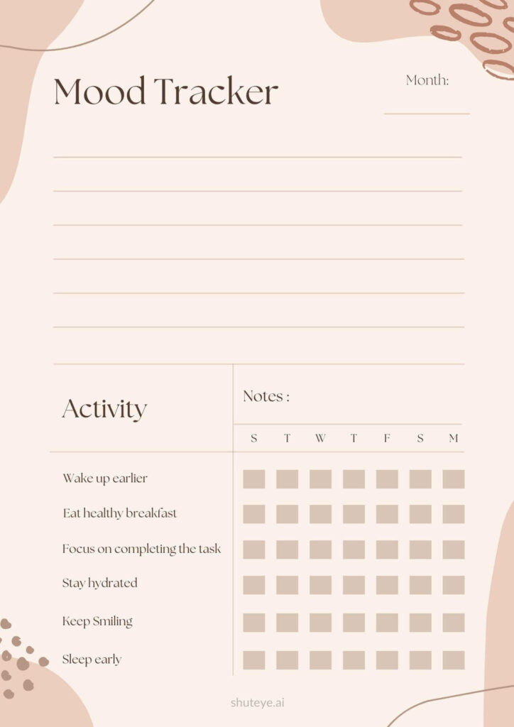 ShutEye Free Printable Mood Tracker Bullet Journal Templates and Ideas