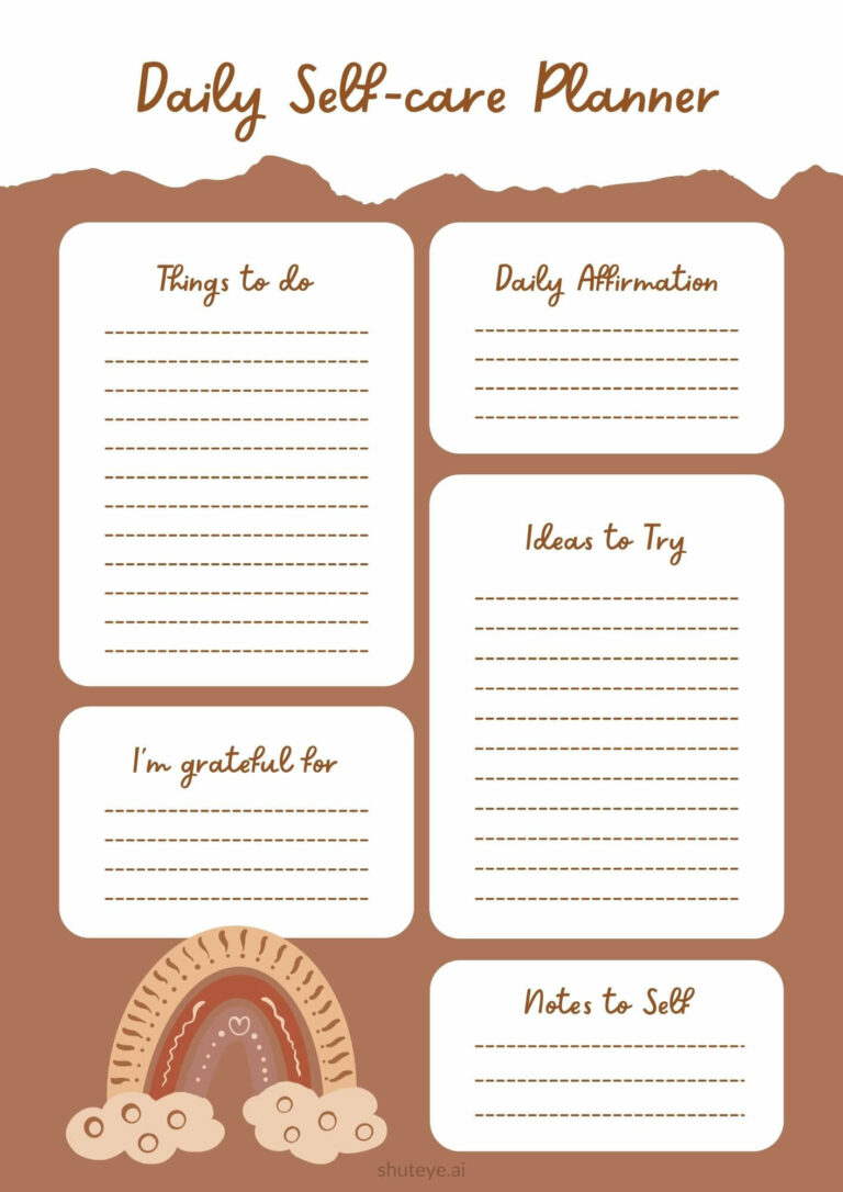 21 Free Printable Self-care Planner Templates for a Better You - ShutEye