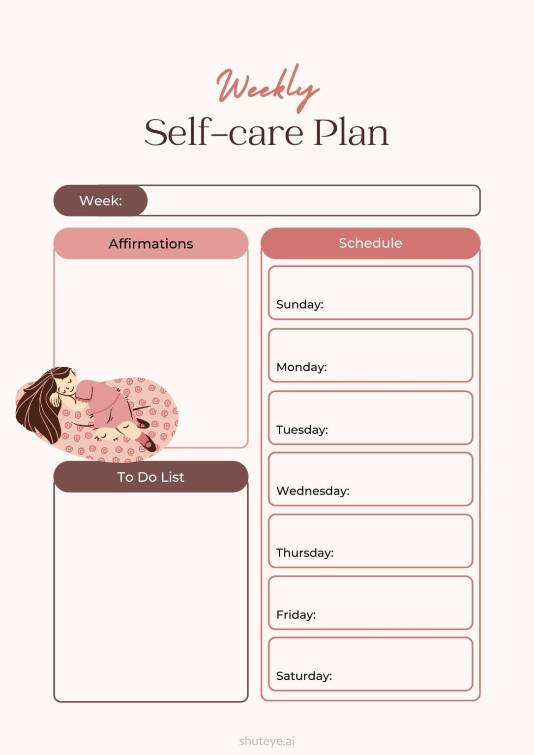 21 Free Printable Self-care Planner Templates for a Better You - ShutEye