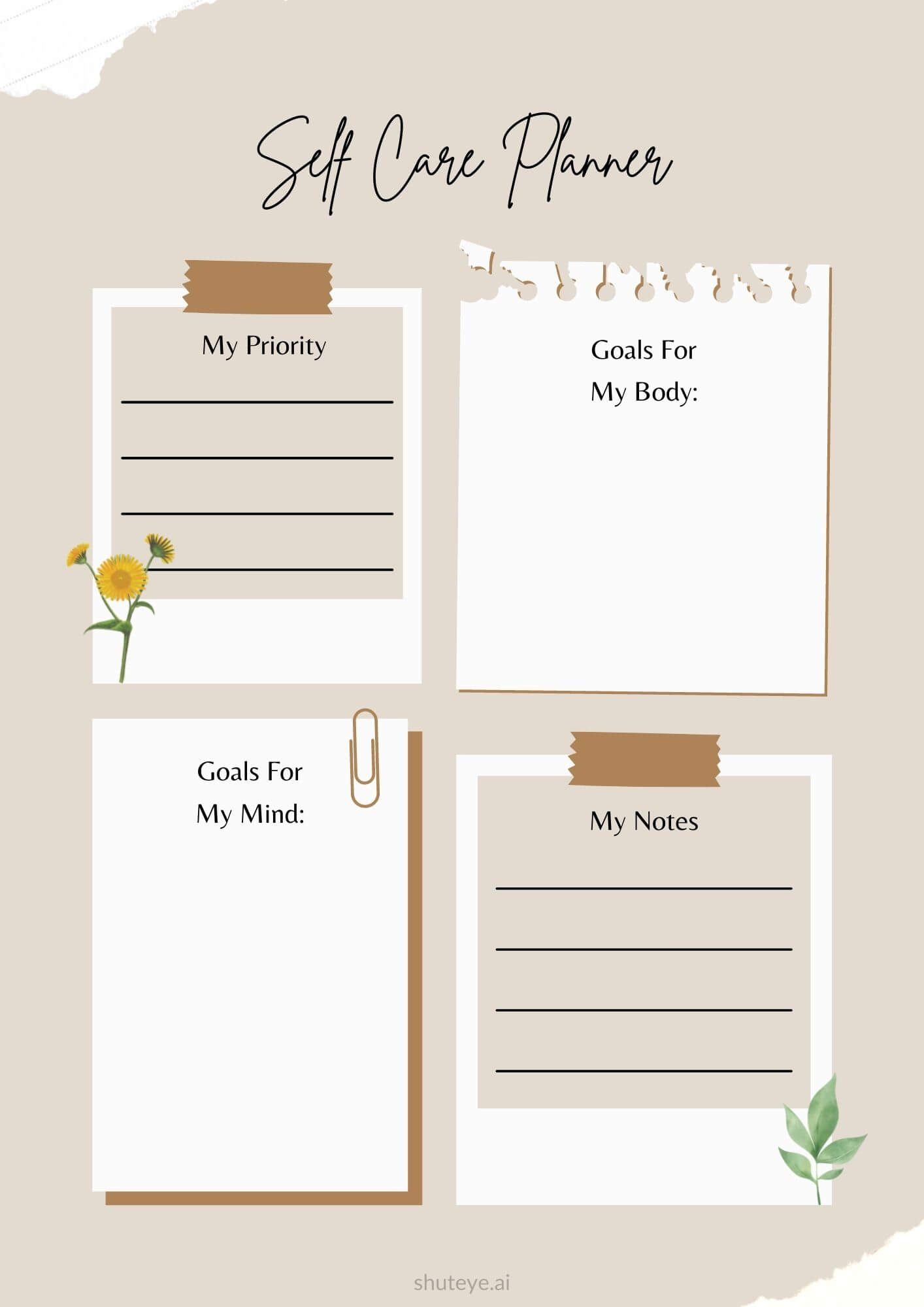21 Free Printable Self-care Planner Templates for a Better You - ShutEye