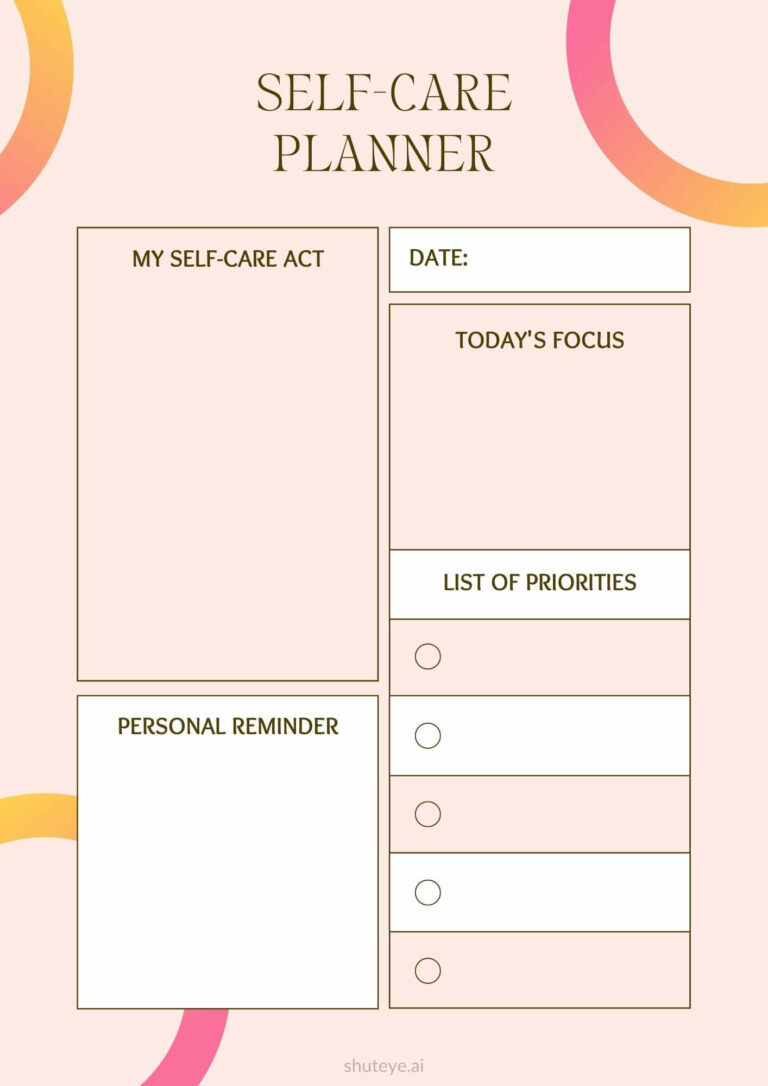 21 Free Printable Self-care Planner Templates for a Better You - ShutEye