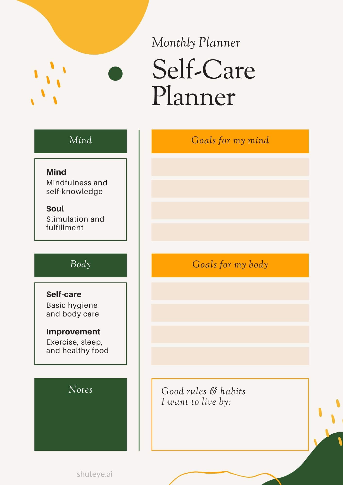 21 Free Printable Selfcare Planner Templates for a Better You ShutEye