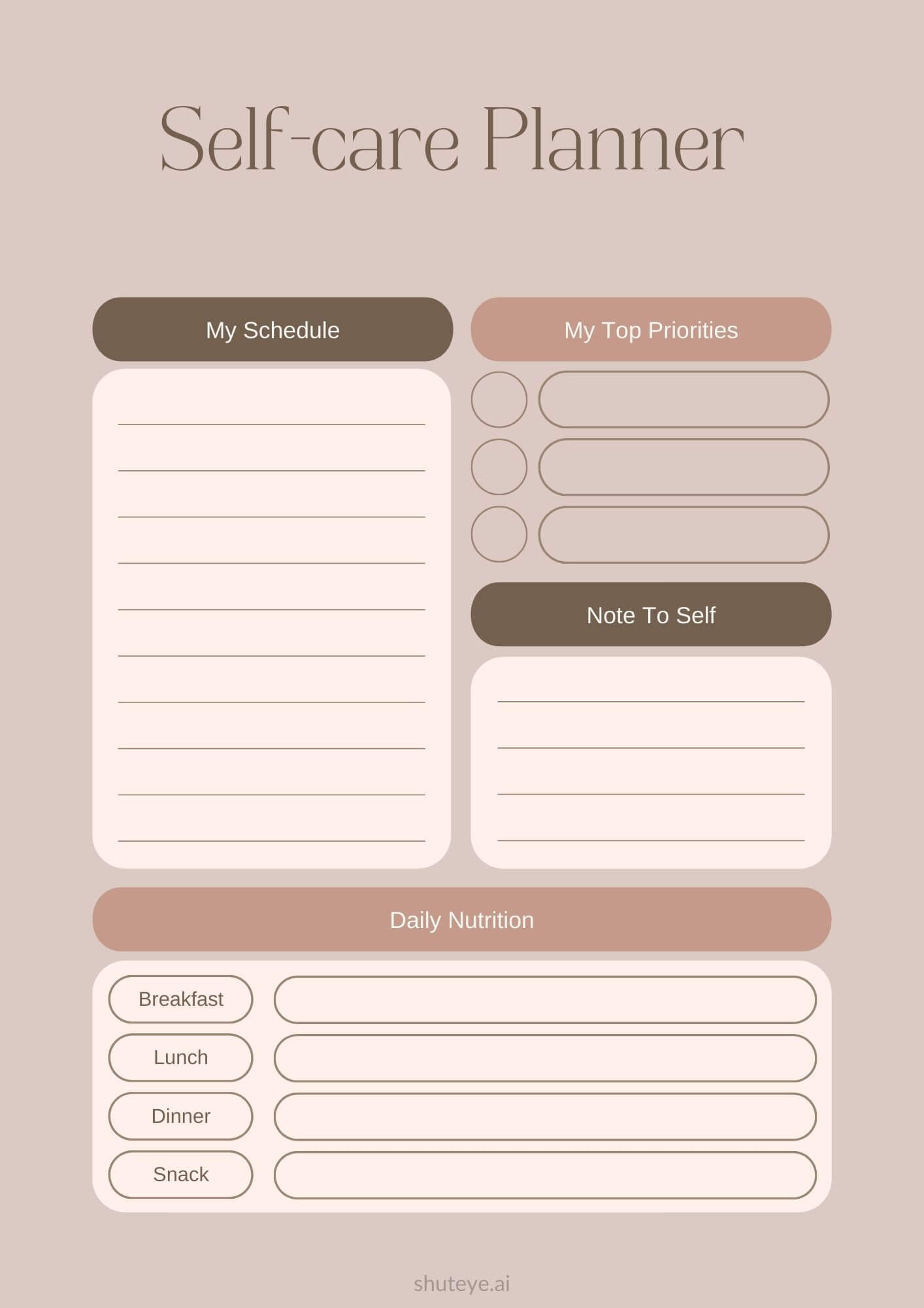 21 Free Printable Self-care Planner Templates for a Better You - ShutEye